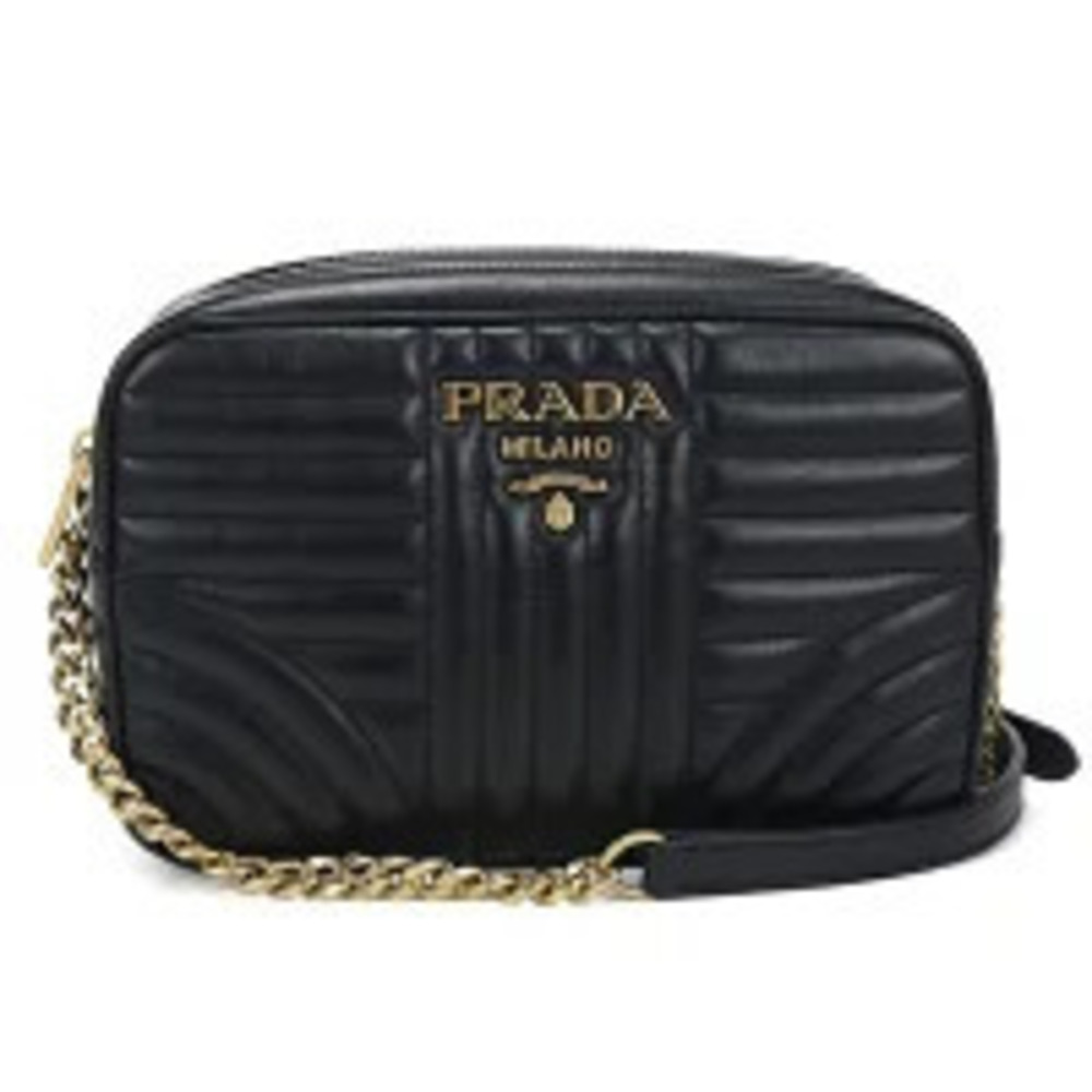 Prada Shoulder Bag Diagram Chain Leather Black Crossbody